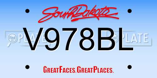 V978BL South Dakota License Plate