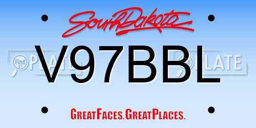 V97BBL South Dakota License Plate