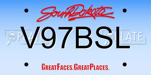 V97BSL South Dakota License Plate