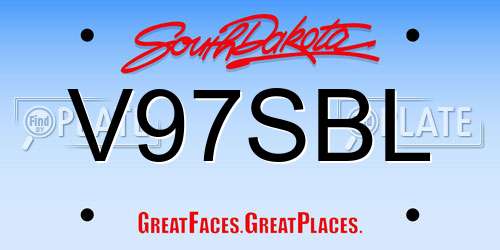 V97SBL South Dakota License Plate