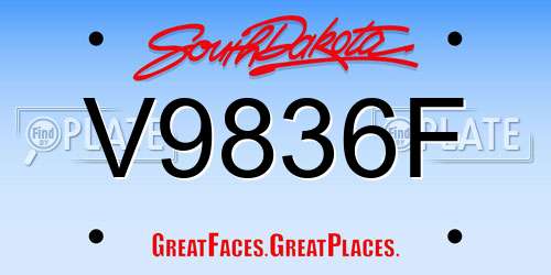 V9836F South Dakota License Plate