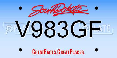 V983GF South Dakota License Plate