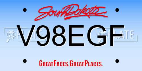 V98EGF South Dakota License Plate