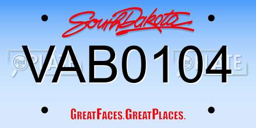 VAB0104 South Dakota License Plate