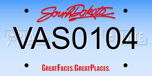 VAS0104 South Dakota License Plate