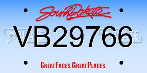 VB29766 South Dakota License Plate