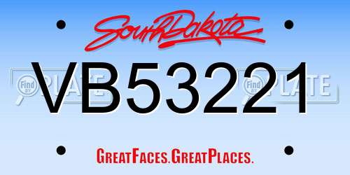 VB53221 South Dakota License Plate