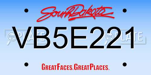 VB5E221 South Dakota License Plate