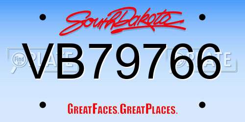 VB79766 South Dakota License Plate