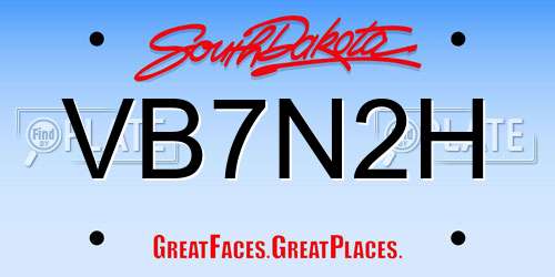 VB7N2H South Dakota License Plate
