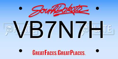 VB7N7H South Dakota License Plate