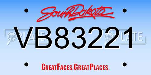 VB83221 South Dakota License Plate