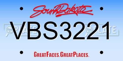 VBS3221 South Dakota License Plate