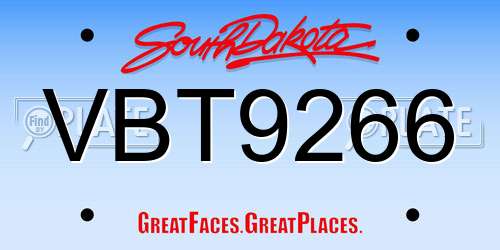 VBT9266 South Dakota License Plate