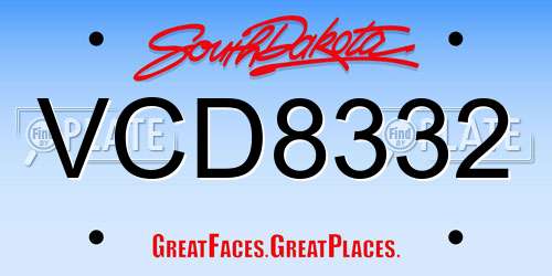 VCD8332 South Dakota License Plate