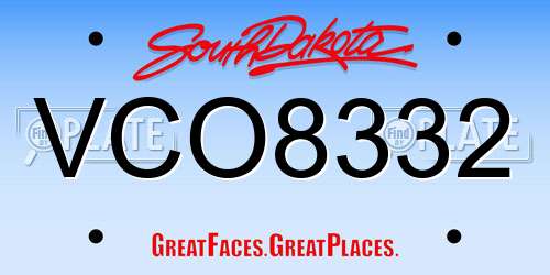 VCO8332 South Dakota License Plate