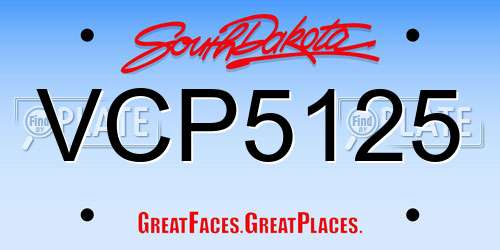 VCP5125 South Dakota License Plate