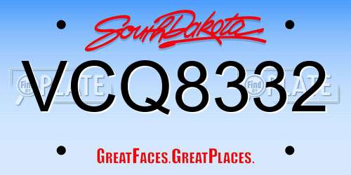VCQ8332 South Dakota License Plate