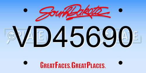 VD45690 South Dakota License Plate