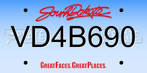 VD4B690 South Dakota License Plate