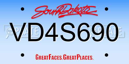 VD4S690 South Dakota License Plate