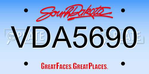 VDA5690 South Dakota License Plate