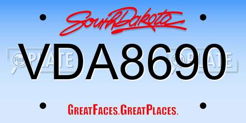 VDA8690 South Dakota License Plate