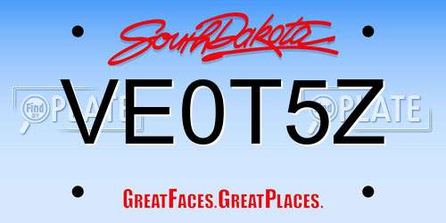 VE0T5Z South Dakota License Plate