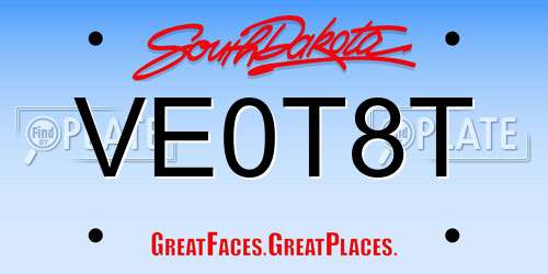 VE0T8T South Dakota License Plate