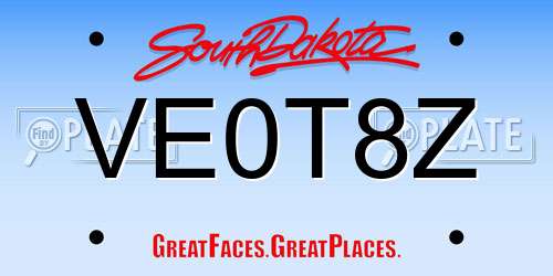 VE0T8Z South Dakota License Plate