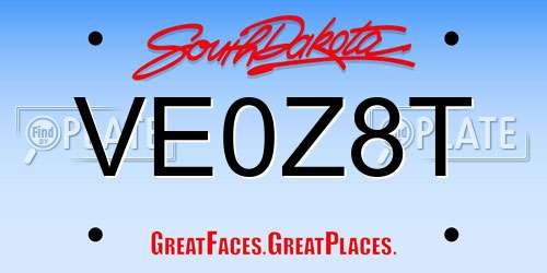 VE0Z8T South Dakota License Plate