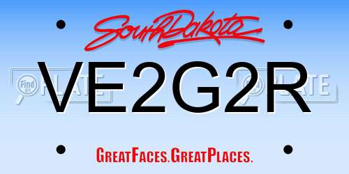 VE2G2R South Dakota License Plate