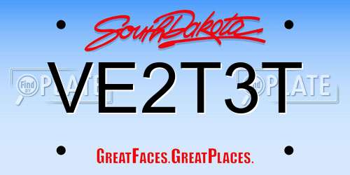 VE2T3T South Dakota License Plate