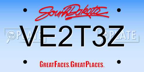 VE2T3Z South Dakota License Plate