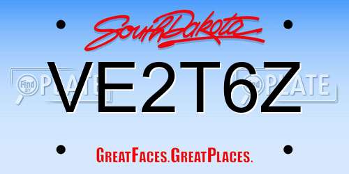VE2T6Z South Dakota License Plate