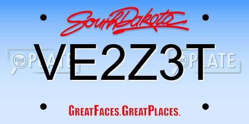VE2Z3T South Dakota License Plate