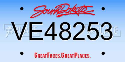 VE48253 South Dakota License Plate