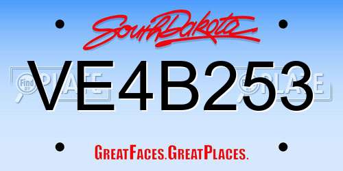 VE4B253 South Dakota License Plate