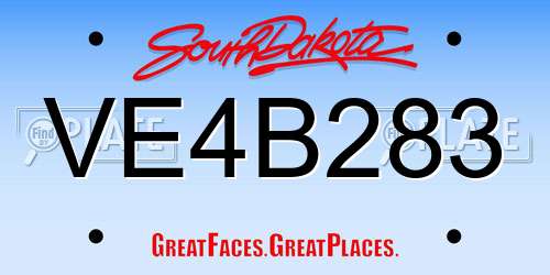 VE4B283 South Dakota License Plate