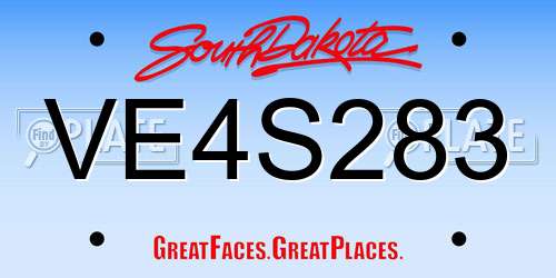 VE4S283 South Dakota License Plate