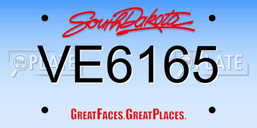 VE6165 South Dakota License Plate