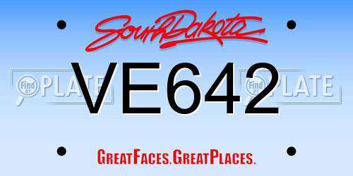 VE642 South Dakota License Plate
