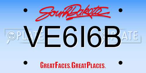 VE6I6B South Dakota License Plate