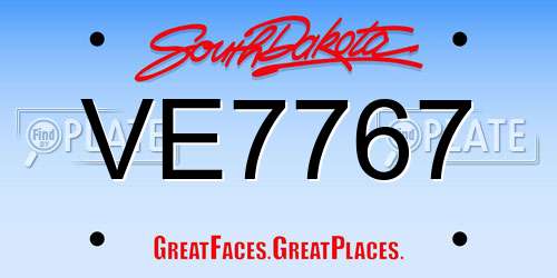 VE7767 South Dakota License Plate