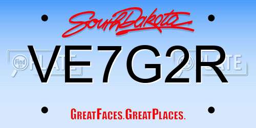 VE7G2R South Dakota License Plate