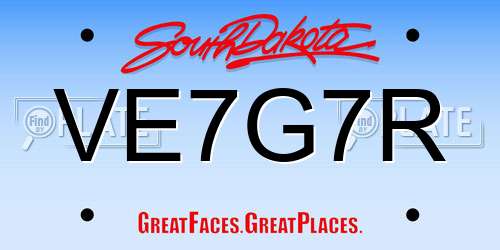 VE7G7R South Dakota License Plate