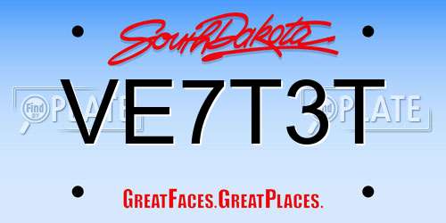 VE7T3T South Dakota License Plate
