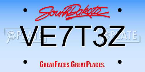 VE7T3Z South Dakota License Plate