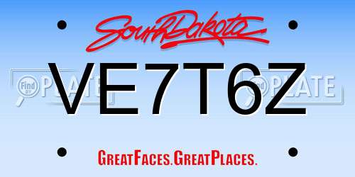 VE7T6Z South Dakota License Plate