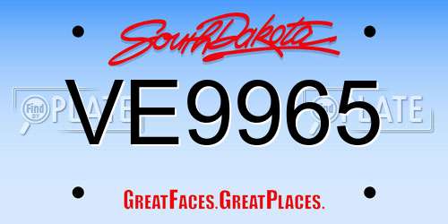 VE9965 South Dakota License Plate